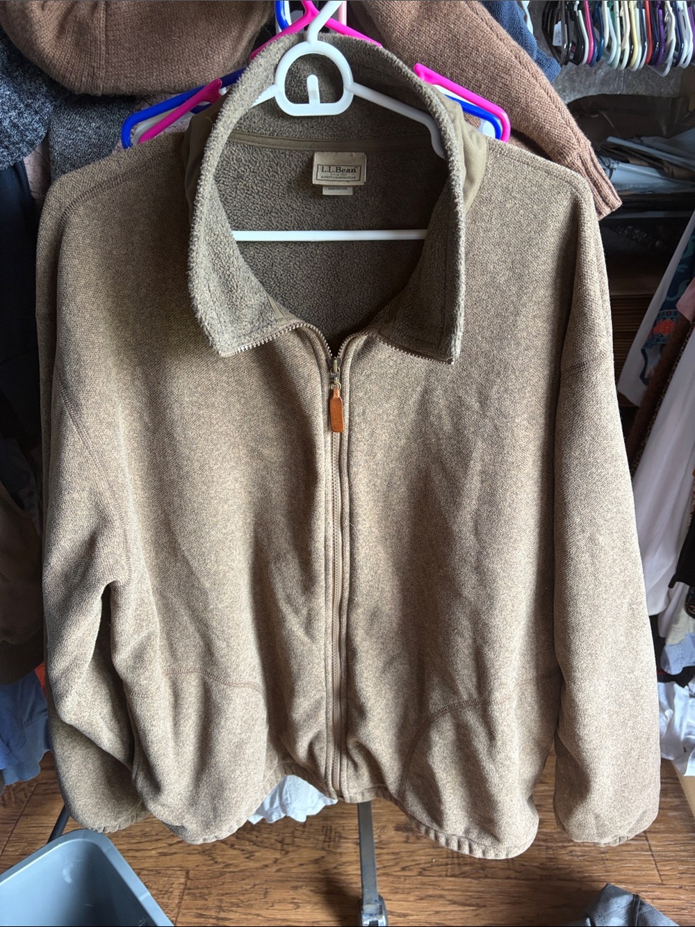 L.L. Bean Men's Tan Full-Zip Fleece Sweater